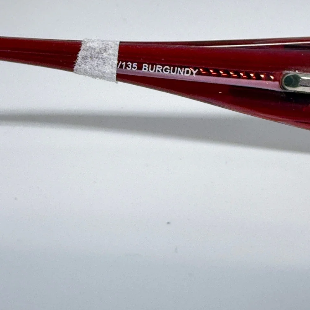 TAKA T2628 Burgundy‎ Stainless Steel Eyeglasses Frames with Floral Temple Detail